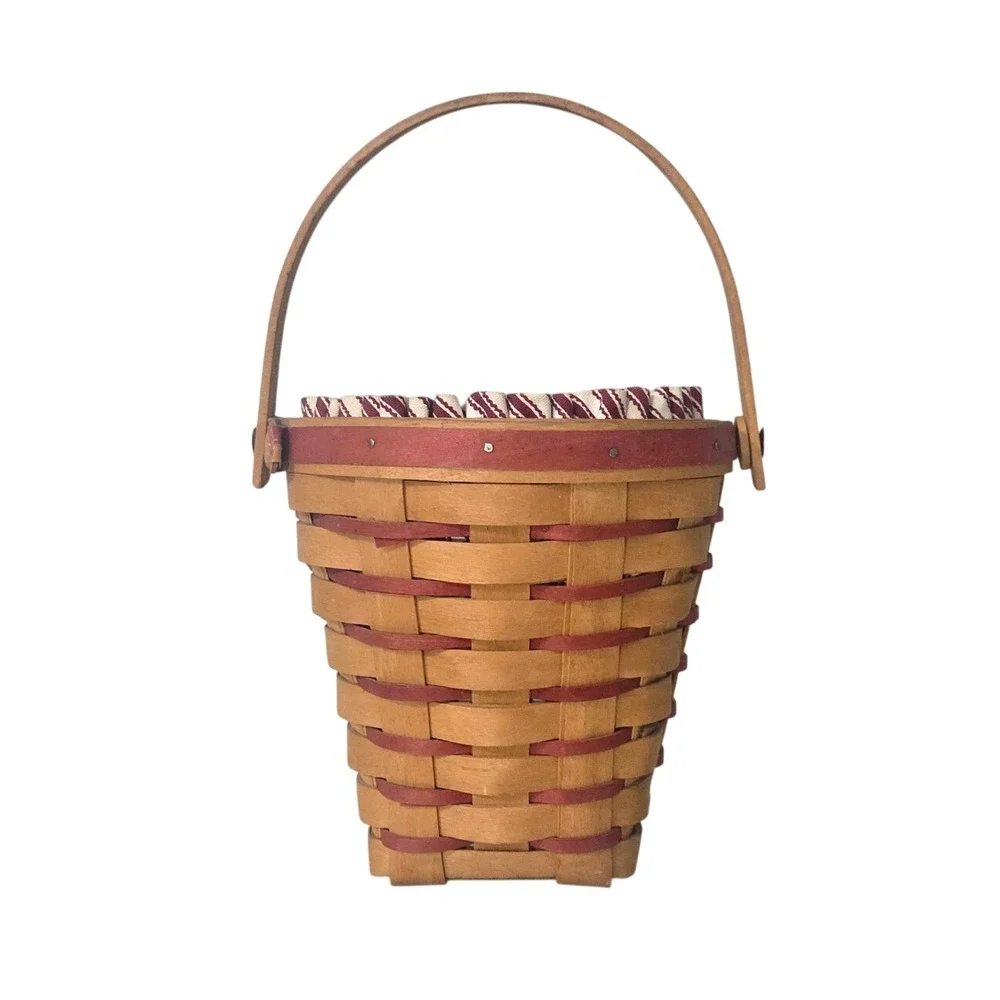 Longaberger‎ 1996 Sweetheart Bouquet Handwoven Tapered Basket Red Striped Lining